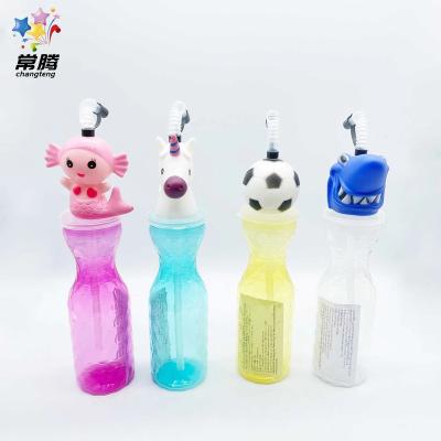 China New Arrivals 450ml Plastic Bottles and Straw Tubularis Baby Water Bottle Juice Water Bottle Animal Mermaid Unicorn Shark Viable Football for sale