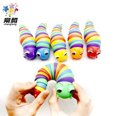 China Relieves New Design Worry Color Worry Decompression Tiktok Finger Hot Slug Effort Worm Snails Rainbow Sensory Articulated Slug for sale