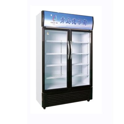 China Factory Wholesale Single-temperature Glass Double Door Display Cabinet Beverage Freezer Ice Cream Vertical Chest Freezer for sale