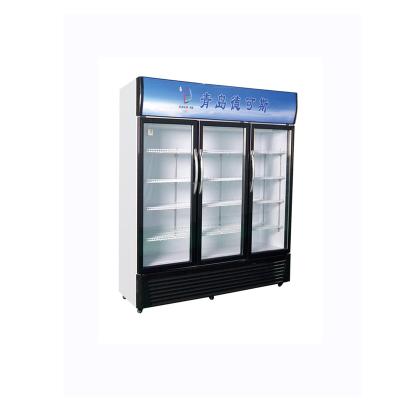 China Commercial glass door vertical beverage refrigerator display cabinet for sale Rectangle for sale