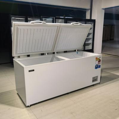 China High Quality High Gloss Aluminum Chest Freezers Power Saving Rectangle Bottom-Freezer Deep Fridges Freezer for sale