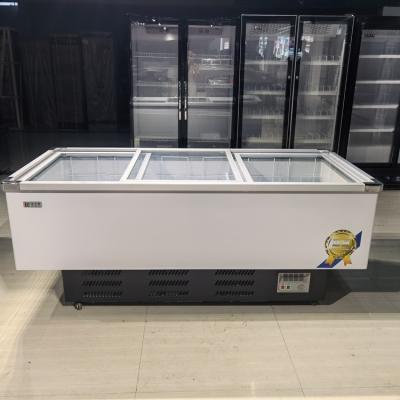 China Hotel High Gloss Aluminum Glass Kitchen Refrigerator Top Chest Wholesale Price Refrigeration Equipment Commercial Freezer for sale