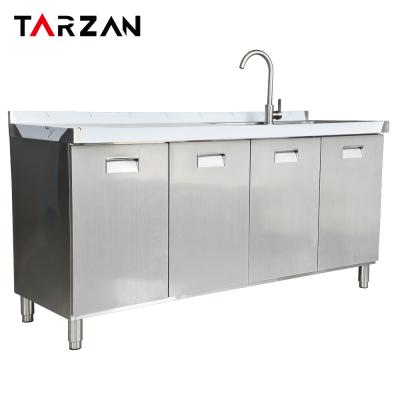 China Best Selling OEM Modern Commercial Double Bowl Sink Cabinet Modern Kitchen Storage Cabinets for sale