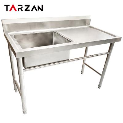 China Without Faucet Sus 201 Durable Kitchen Sink Single Size Work Table With Sink And Undershelf for sale