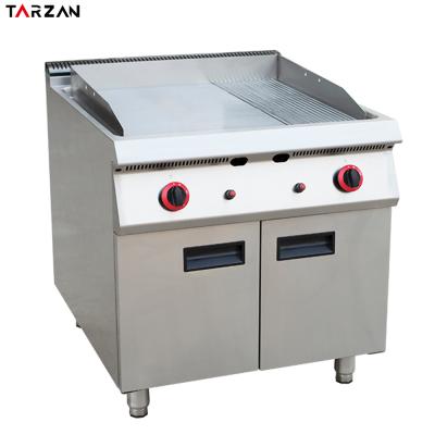 China Heavy Duty Cooking Appliances Kitchen Equipment 1/3 Fluted Gas Griddle With Cabinet Grill Gas Teppanyaki for sale