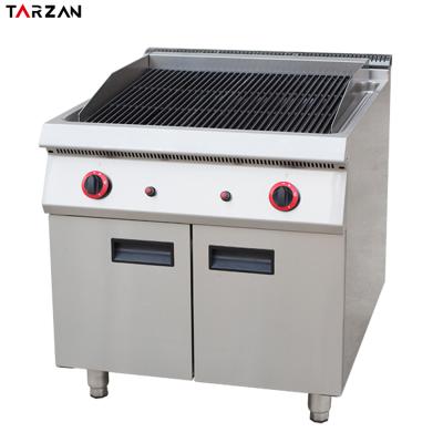 China Commercial Baking Appliances Chain 2-Burner Lava Rock Grill With Stainless Steel Cabinet Korean BBQ Griddle for sale