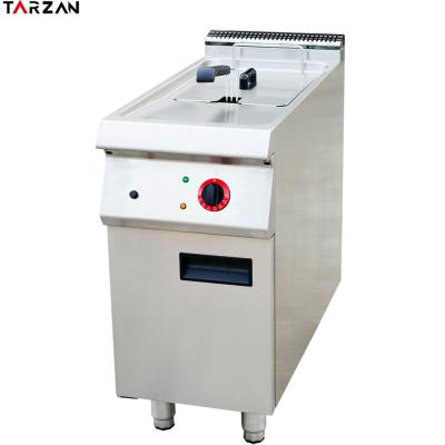 China Commercial Stainless Steel 12Kw Farms Vertical Single Fryer Machine Electric Deep Fryers With Cabinet for sale