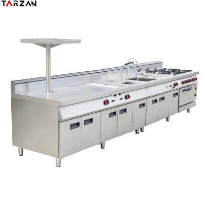 China Restaurant Cooking Kitchen Stainless Steel Restaurant Kitchen Equipment Induction Cooker With Cabinet Island for sale