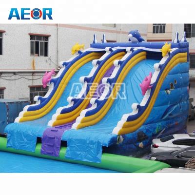 China AEOR PVC material inflatable water slide for kids and adults 12*5*6m or selected for sale