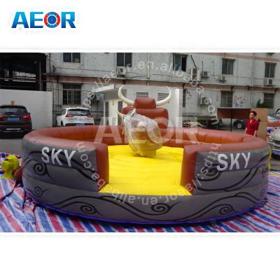 China 0.55mm PVC Tarpaulin Inflatable Mat Inflatable Mechanical Red Bull Bouncer Rodeo Games Sports Bouncy Castle For Sale for sale