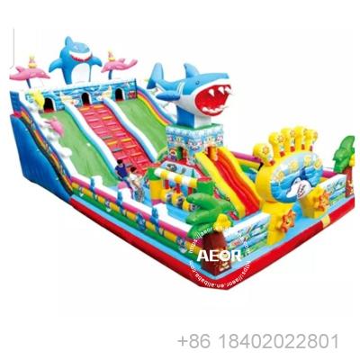 China Plato 0.55mm PVC Aeor 0.55mm PVC Bouncer Commercial Inflatable Bouncy Castle Theme Park for sale