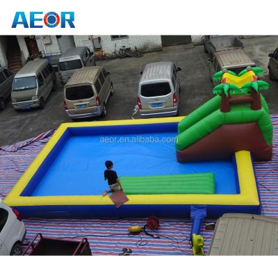 China Best plato PVC Aeor material inflatable aqua park with pool/used mini water park slide/inflatable water slide with pool for sale