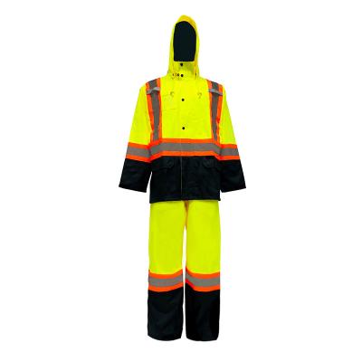 China Reflective High Visibility Rain Suit Waterproof And Outdoor Windproof Work Suit Raincoat Set Outdoor Guard Jacket Waterproof Suite for sale