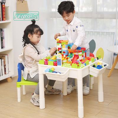 China Feiqitoy Kids Furniture Set Plastic Play Kids Building Table With Storage Table 51*51*49cm Chair: 28*26*43cm for sale