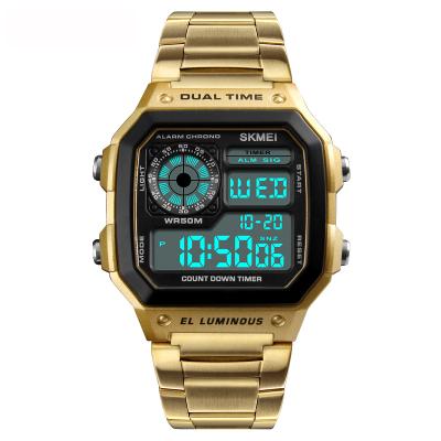 China 2020 Popular Skmei 1335 Rose Gold Stainless Steel Watch Digital Gold Alarm Trend Wristwatch for sale