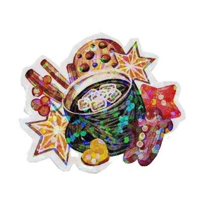 China Custom Cartoon Sticker Cartoon Shape Cup and Christmas Gift Drink Cool Colors Glitter PVC Texture Sticker Patch for sale