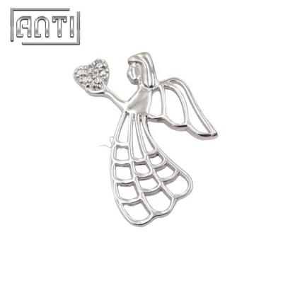 China Cute Custom Your Own High Quality 925 Sterling Silver Crystal Angel Wings Pendant for sale