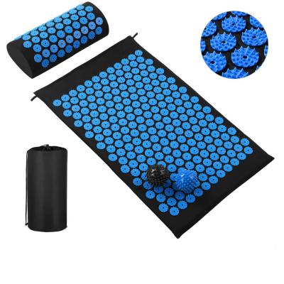 China Eco - Friendly Wearing Cotton Fabric Acupressure Mat And Pillow Set With Massage Ball for sale