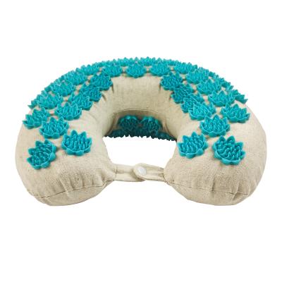 China Eco-friendly Memory Canvas Foam Fabric U Shaped Port Acupressure Neck Pillow for sale