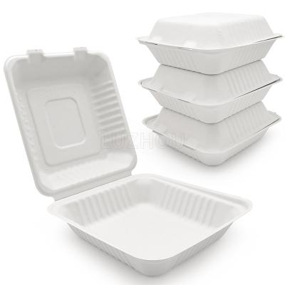 China CAPA Biodegradable Food Packaging 9 Inch 1500ml Greaseproof Microwavable Bagasse Take Out Container Paper Lunch Box for sale