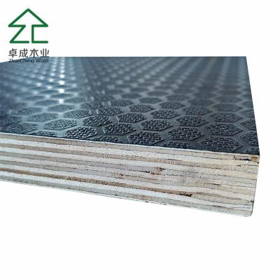 China 18mm First-Class Grade Phenolic anti-slip glossy finished brown Hexa Pattern marine Plywood for sale