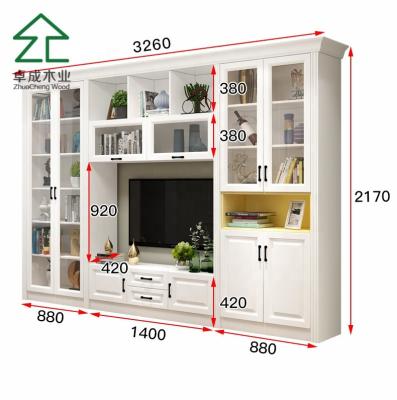 China High quality wood TV stand console 2 pieces bookcase bookshelf for sale