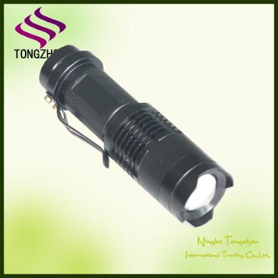 China Adjustable emergency focus zoom led flashlight / cree Xml-t6 torch flashlight / mini torch with clip for sale