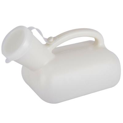 China Medical Care 1L 1000ml HDPE Hospital Portable Male Urinals Medical Rated Plastic Urine Bottle With Hanging Lid for sale