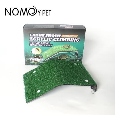 China Viable NOMOY Island Acrylic PET Aquarium Fake Grass Turtle Basking Dock NFF-90 for sale