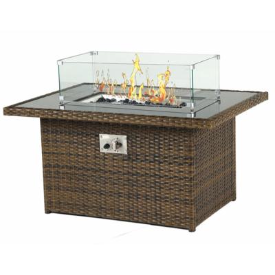 China Modern outdoor rattan gas fire table gas fireplace for patio heatng for sale