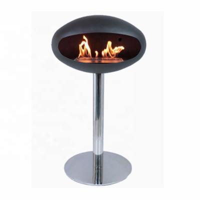 China Latest Design 2021 Cocoon Sphere Shape Real Fire Eco Fireplace Contemporary Oval Ethanol Fireplace Indoor Free Standing Fireplace for sale