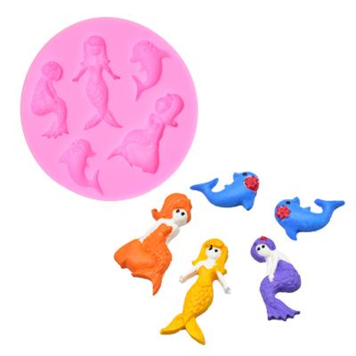 China D-0223 Mermaid Silicone Mold Fondant Cake Mold Cake Decoration Chocolate DIY Baking Tool for sale