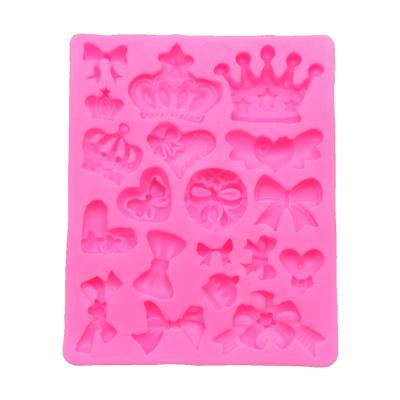 China D-0270 Bow Love Crown Love Silicone Mold Chocolate Cake Decorating Mold Viable Baking Tool for sale