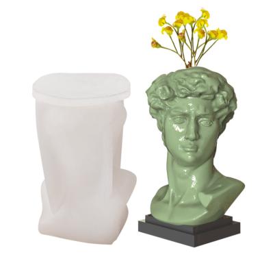 China C-0562 DIY Silicone Crafts Resin Silicone Mold Vase David Head Silicone Mold Pen Jar Gypsum Mold for sale