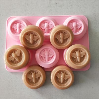 China DIY Cake Mold A-1608 6 Cavity Round Animal Bee Cake Soap Silicone Mold DIY Making Round Soap Mold for sale