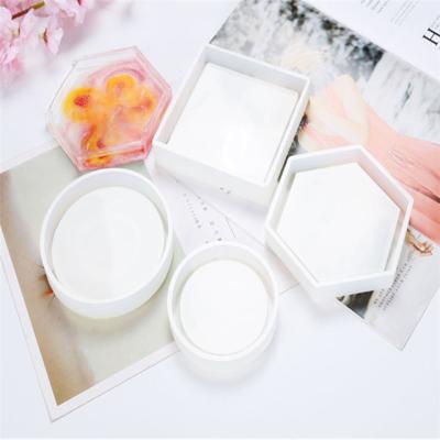 China C-0093 DIY Viable Round Square Hexagon Epoxy Silicone Molds Geode Coaster Resin Mold For Home Decoration for sale