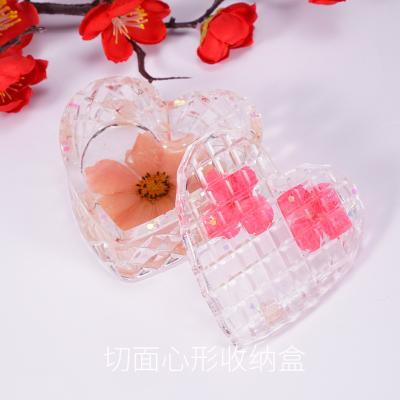 China C-0219 DIY Jewelry Gift Box Silicone Heart Shaped Cut Mold Epoxy Resin Silicone Mold Viable Storage Box Mold for sale