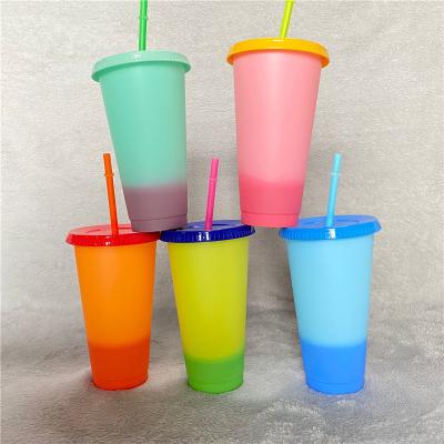 China New 2020 Colors Disposable Changing Plastic Color Changing Cup Tumbler Tumbler With Straw for sale