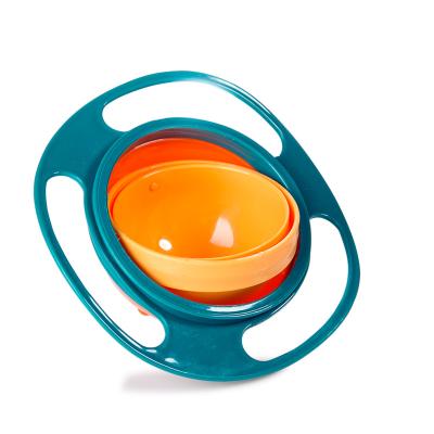 China 360 Degree Rotation Puddle Balance Stocked Heavy Duty Rotary Gyro Shape Kids Bowl With Lid For Toddler for sale