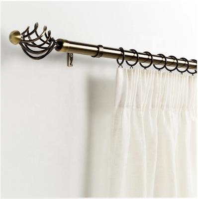 China Durable Moroccan Style Antique Color Brass Curtain Pole With Smooth Curtain Rod Set Accessories For Window Decors for sale