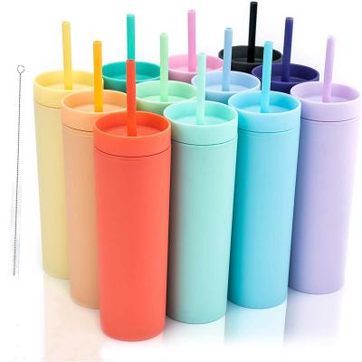 China Modern Custom Made Eco-Friendly Product Travel Personalized Sport Plastic Double Wall Frosted Plastic Mug for sale