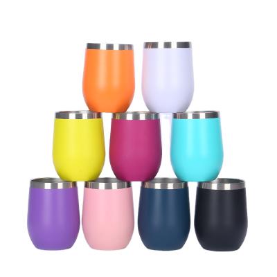 China Viable Hot Sale 12oz Egg Shaped Wine Glass Stainless Steel Double Walled Vacuum Insulated Empty Sublimation Mugs for sale