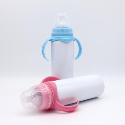 China 8oz Stainless Steel BPA Free Baby Sippy Cup Sublimation Water Bottle Blanks Baby Feeding Hot Water Bottle With Handle For Kids for sale