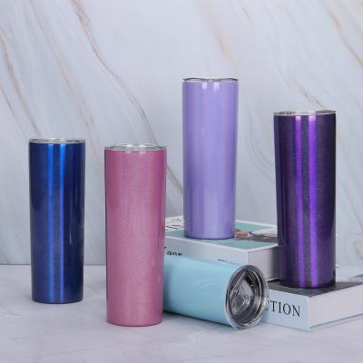 China Viable USA Free Shipping 20oz 600ml Stainless Steel DIY Blanks Rainbow Glitter Sublimation Double Walled Tumbler With Lid And Straw for sale