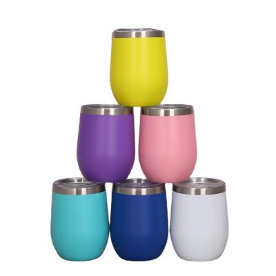 China Sustainable Custom 12oz Tumbler Double Wall Stainless Steel Vacuum Insulated Egg Shape Cups With Lids for sale