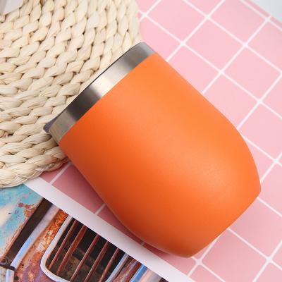 China Wholesale 12oz Viable Stainless Steel Vacuum Insulated Double Walled Egg Shaped Wine Tumbler Cups With Lid for sale