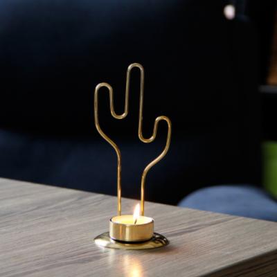 China Modern Simple Home Decor Table Top Candlestick Metal Cactus Candle Cups for sale