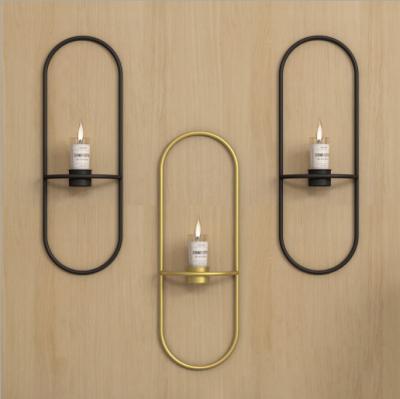 China Modern Metal Wall Mounted Candle Holder Oval Candle Cup Home Decor for sale