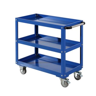 China Easy Using 4 Wheels 3-Tier Service Handcart Black Gray White Workplace Stainless Steel Industrial Tool Cart for sale