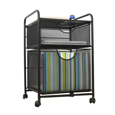 China Mid-steel sheet metal 2 drawers wire single trolley metal mesh home office storage filing cabinets for sale